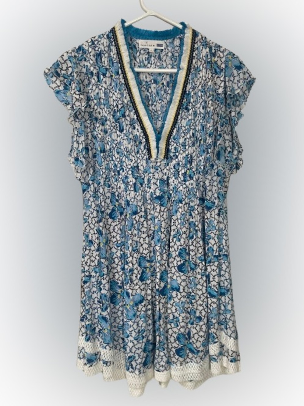 Poupette St. Barth x Vilebrequin Dress Sasha Mini Blue Iris Print Resortwear